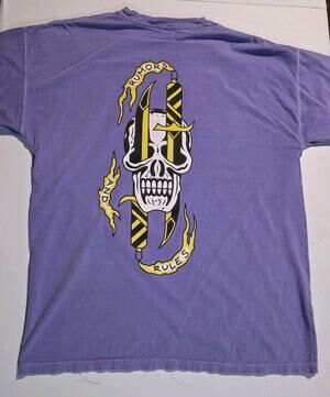 Vintage Skull Dagger Graphic T-Shirt XXL Purple Tattoo Style Streetwear